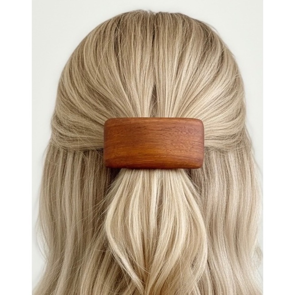 Vintage Wooden Mid Century Modern Boho Minimalist Earthcore Hair Clip Barrette